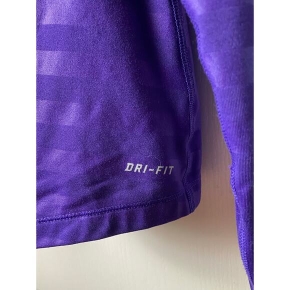 Nike Pro Dri-Fit Women's Purple Striped 1/4 Zip Thumb Hole Pullover Size Large - Picture 5 of 10